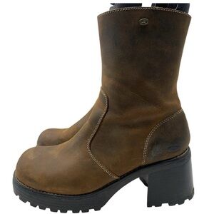 Vtg Skechers Leather Y2K 90s Chunky Block Heel Boots Size 10 Platform Bratz